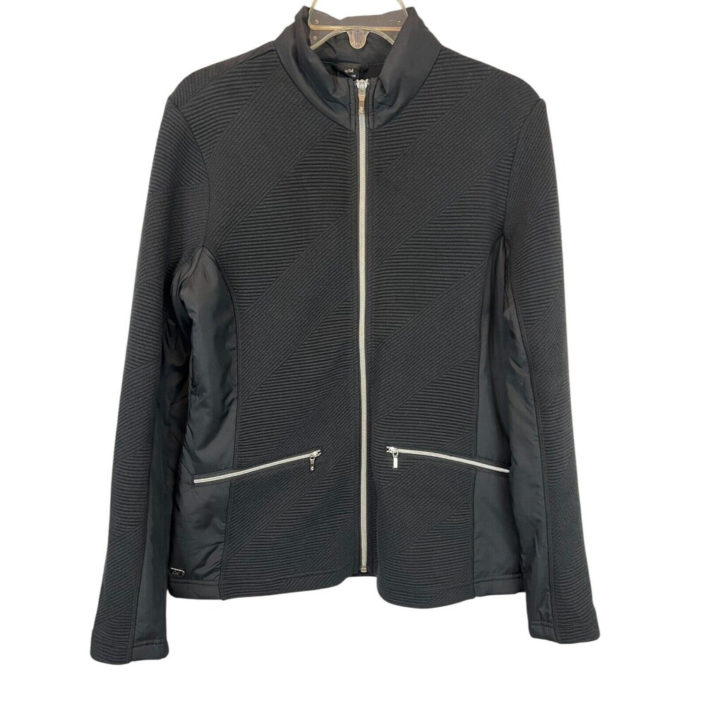 N'vo Women's Black Knit Athletic Zip Jacket Size M NIO210701 Activewear